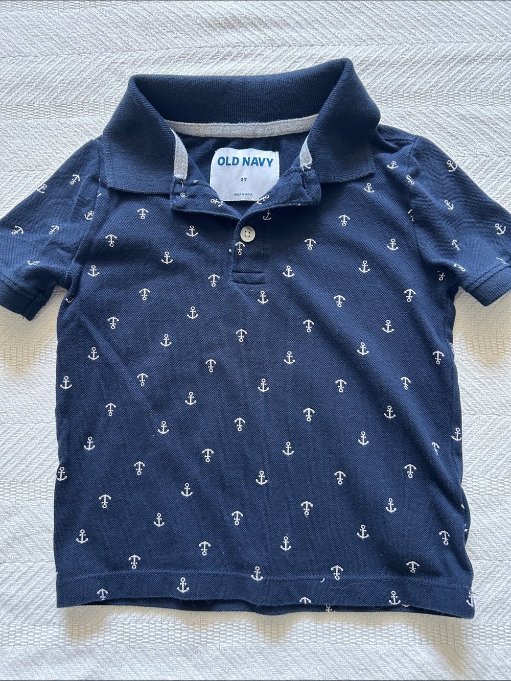 Old Navy Navy Polo with White Anchor Print